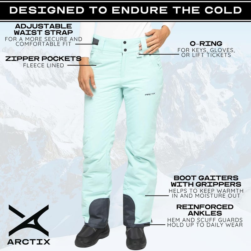 Arctix Women's Insulated Snow Pants, Water Resistant Snow Pants for Skiing & Snowboarding, Island Azure, Large - Image 3